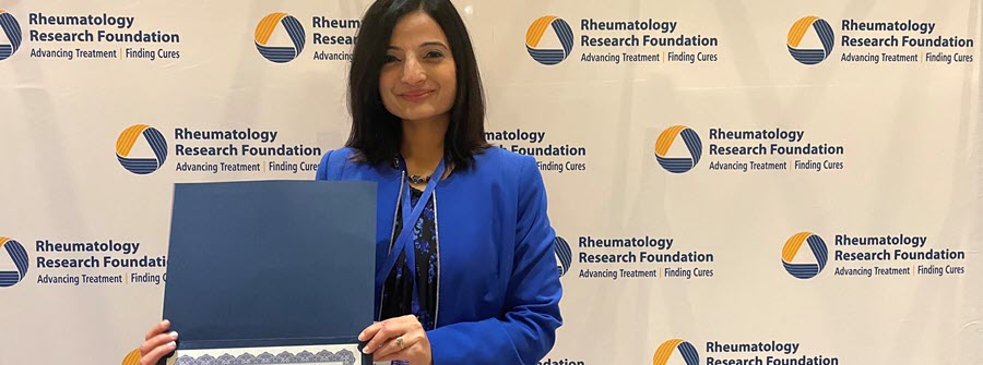 3 of 5, Dr. Rashmi Dhital receiving 2022 Marshall J. Schiff, MD Memorial Fellow Research Award, ACR 2022, Philadelphia